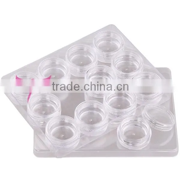 1x 12 Clear Empty Storage Case Box container nail art,hot round nail art storage
