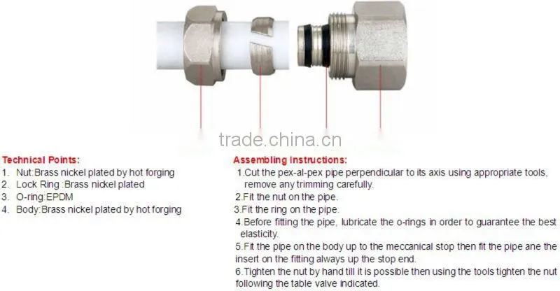 2013 Brass Compression Fittings For PEX-AL-PEX Pipe