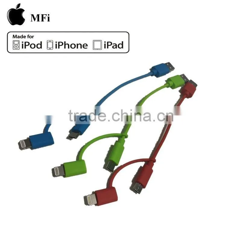 Mobile phone MFi Certified 2 in 1 usb charger cable
