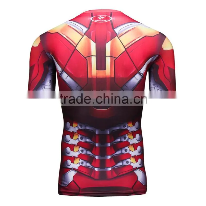 China Summer Men's Marvel Superhero sublimation T Shirt Wholesale Manufacturer Guangzhou Clothing Mens Cycling Shirt