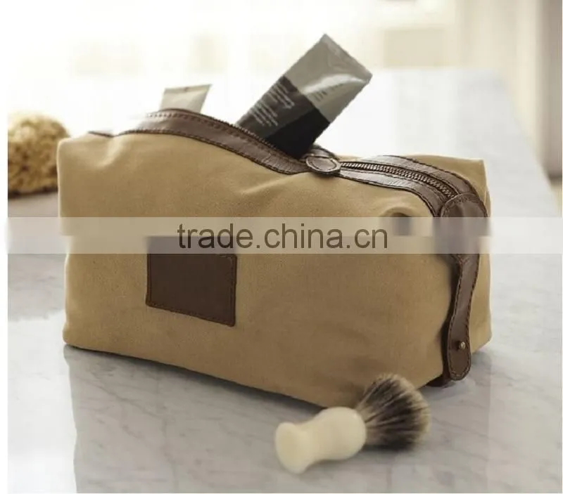 Hot Selling Shaped Men's Leather Toiletry Bag,Travel Shaving Kit Bag