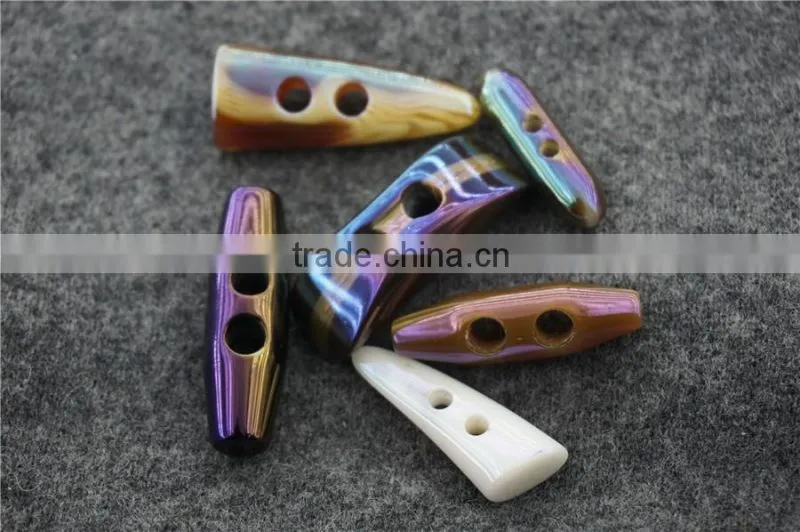 SPECIAL PLATING COLORFUL RESIN TOGGLE BUTTON FOR GARMENT ACCESSORIES