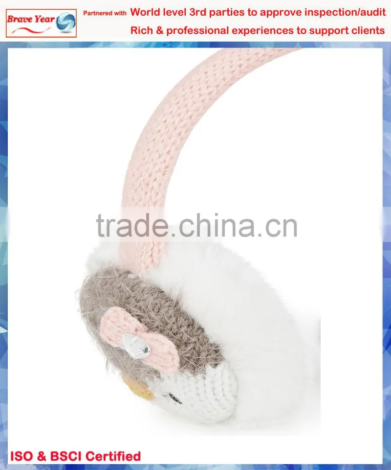 With penguin and 3D bows noise reduction earmuff,fleece earmuff,canada earmuffs