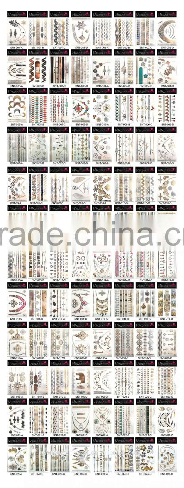 2016 High Quality Metal Fashion Wholesale Price waterproof temporary Gold And Sliver Stickers Tattoos