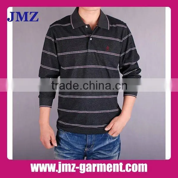 100% cotton black popular long sleeve polo shirt for men