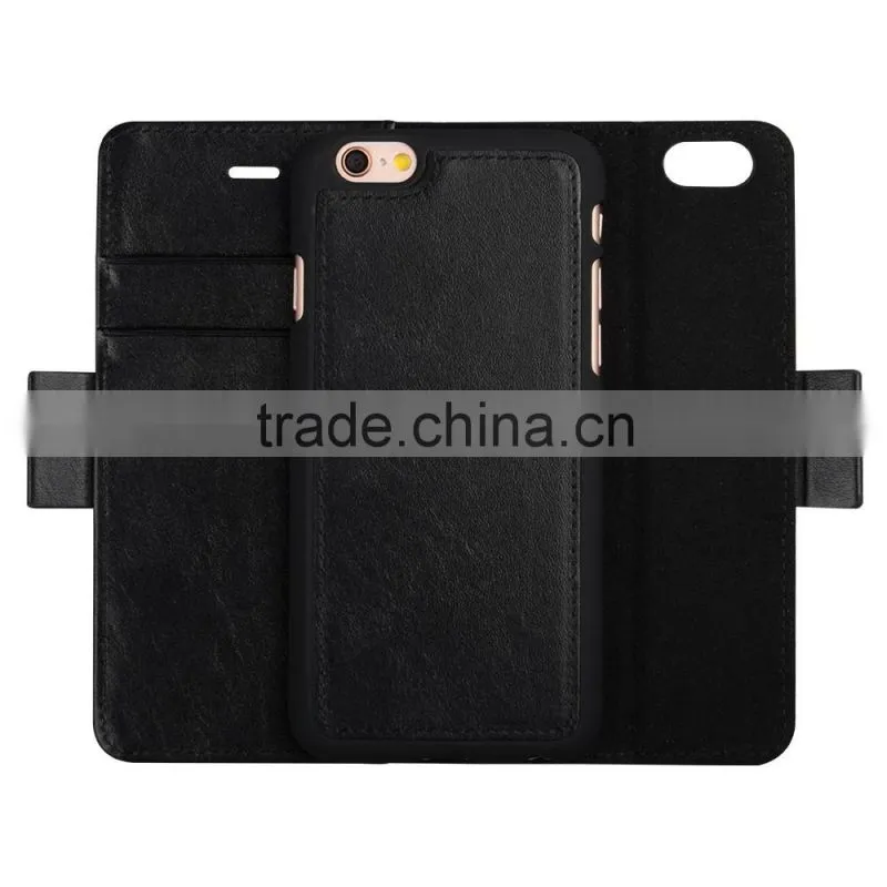 C&T Detachable Wallet Folio two mobile phones leather case for iPhone 6s plus