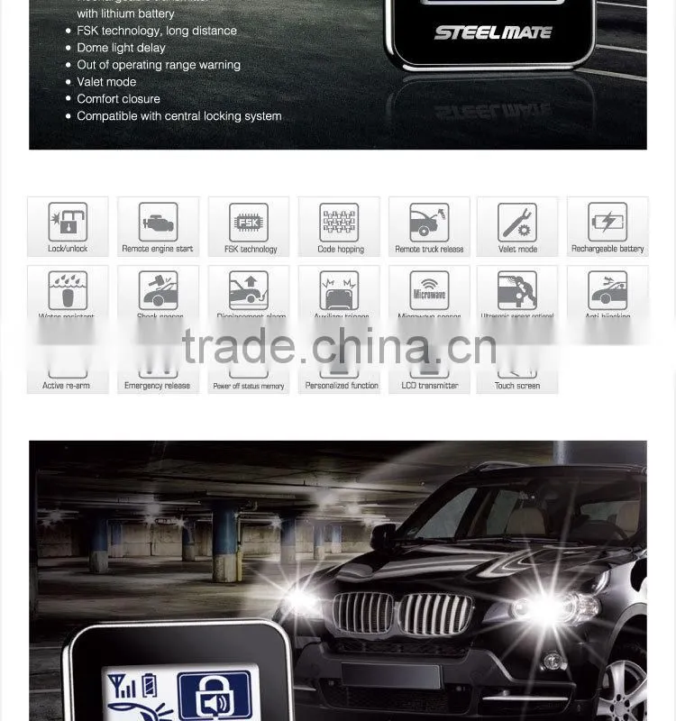 Steelmate T8209S remote engine start touch screen transmitter 2 way car alarm,car alarm system,anti-hijacking car alarm system