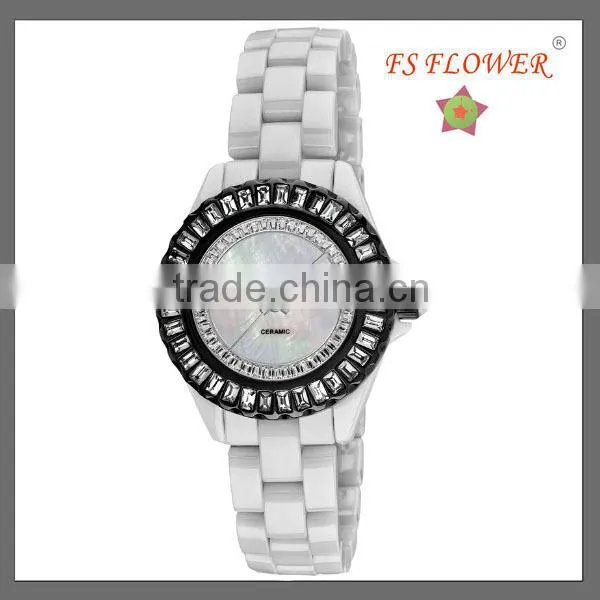 Wholesale Fashion High Quality Diamond Stone Watches Ceramic Women Luxury Watches