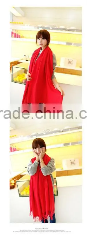 2013 hotsale 100% acrylic solid pashmina tassel scarf