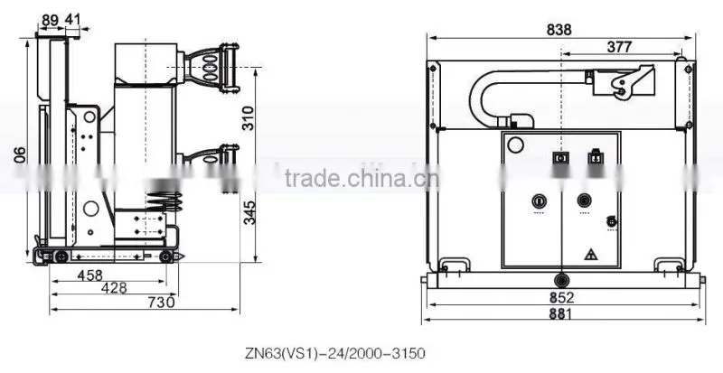 CE approved VS1-24 Handcart Type Indoor Vacuum Circuit Breaker ZN63-24