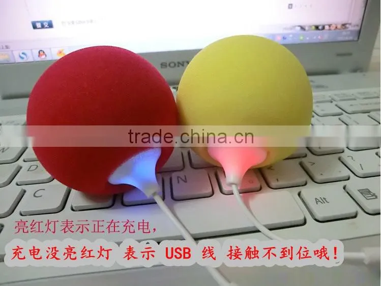 New Arrival Portable On-The-Go Cute Sponge Speaker for phones/tablets/computers/players (USB charging cable enclosed)