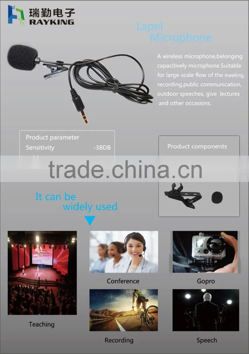 HOT Manufacture Lapel Microphone,Noise Reduction Mic, Outdoor & Indoor Compact Mic