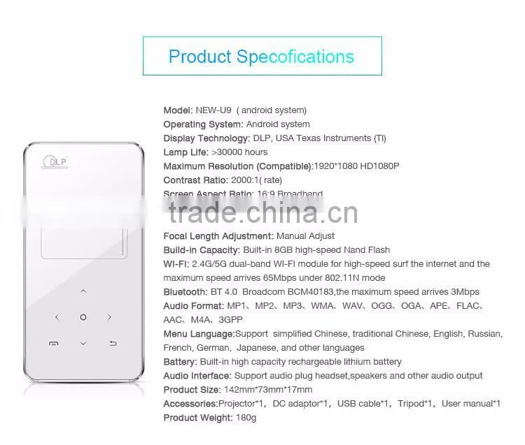 Protable Min Full HD Home Theater DLP 02 Projector Led Projector 100 LUMEN LUMENS Support 1080p