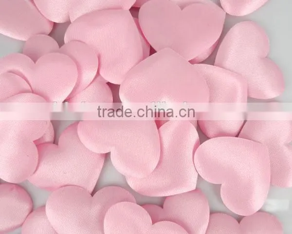 2015 Red Both Side Padded Satin Heart Applique Craft Wedding