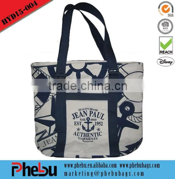 Rope handle canvas beach bag for lady