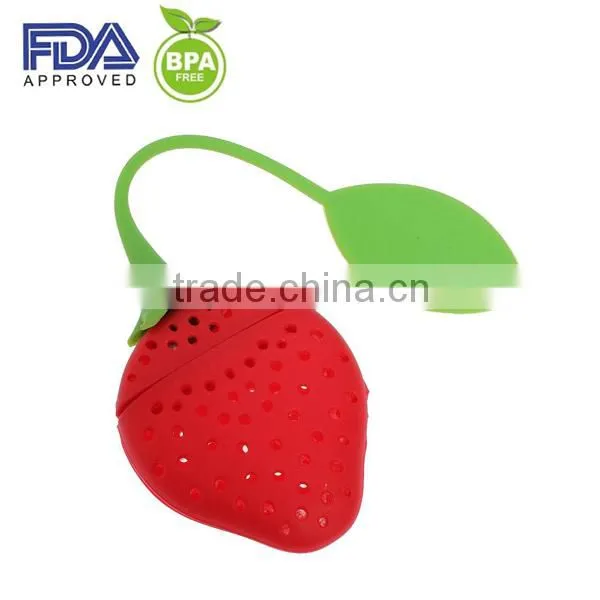 promotional gift strawberry silicone tea strainer