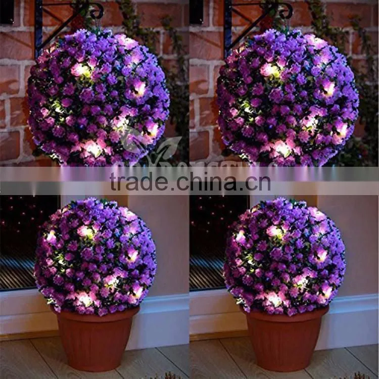 led garden light topiary ball light, garden solar light ball red yellow color, led solar garden light