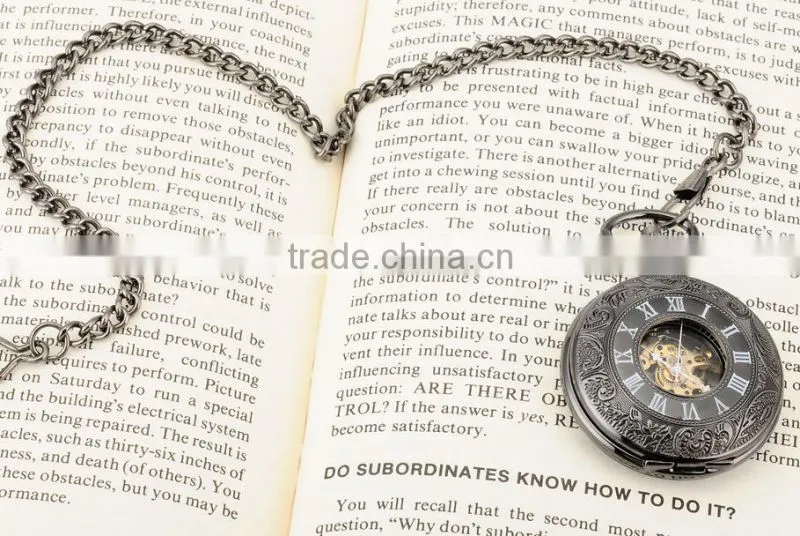Antique Transparent Skeleton Necklace Mechanical Pocket Watch