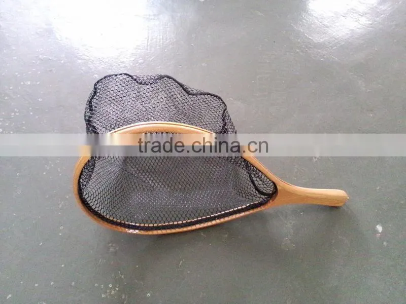 fishing landing net with wood frame
