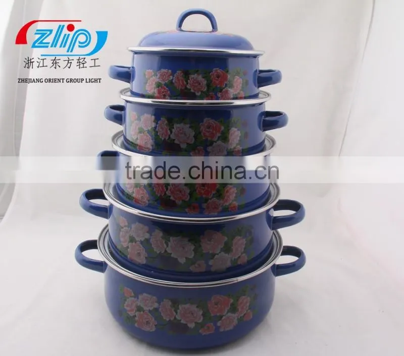 16-24 CM 5Pcs Casserole belly Shape W/Metal Cover Dark Color Decor