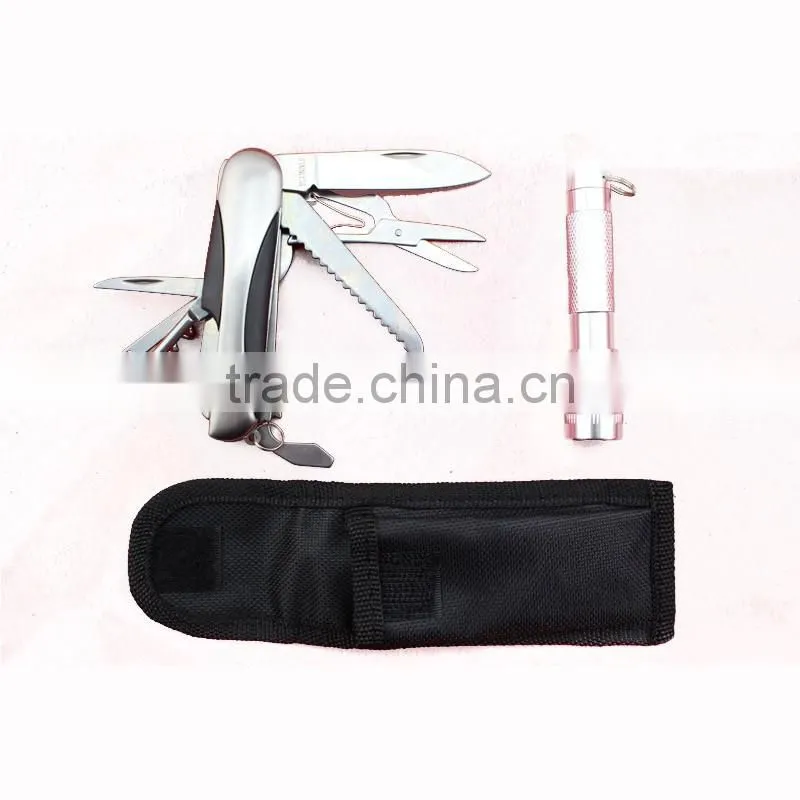 Outdoor camping multifunction knife and led torch with bag
