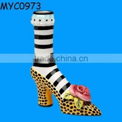 High-heeled shoe vase