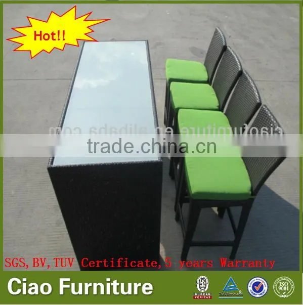Outdoor garden bar funiture high bar table and stools