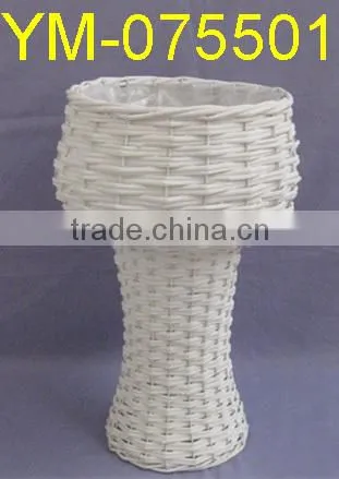 Large Round Wicker Garden Flower Basket With Metal Label