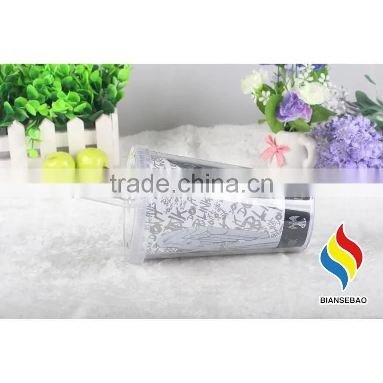 reusable double walled PS/AS plastic cups with lid straw