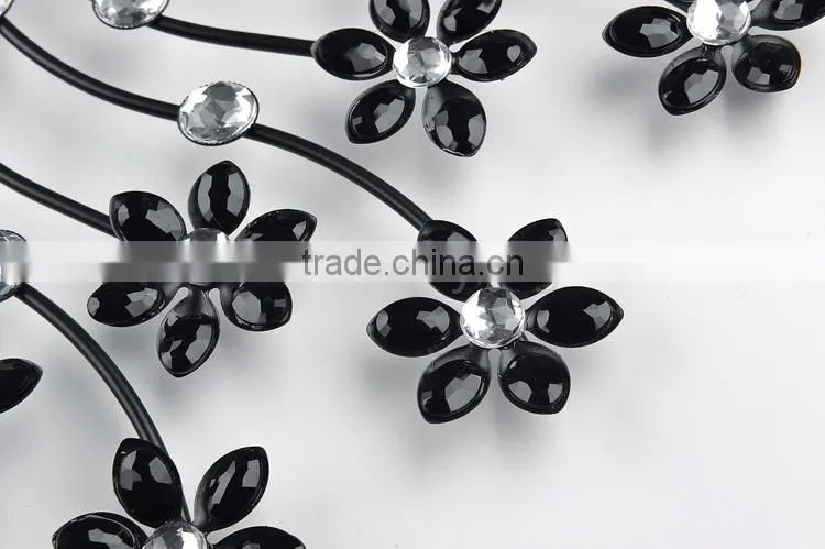 Flower crystal metal wall digital clock
