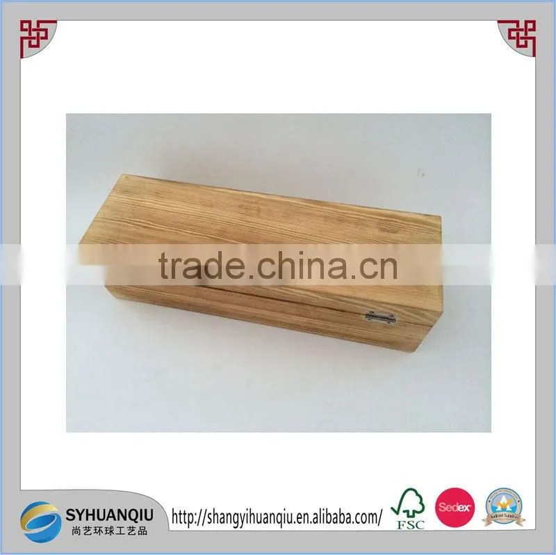 6 bottle custom wooden wine box with leather decoration