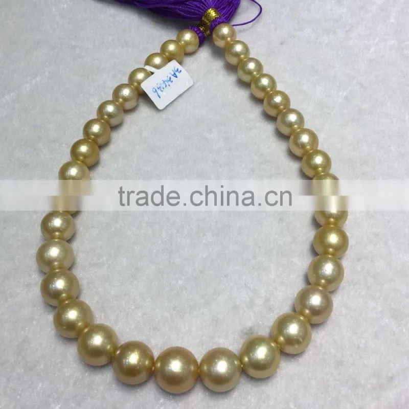 Genuine 13-14mm Golden South Sea Pearl Strands