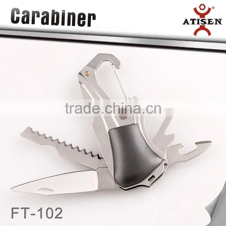 2Cr13 Stainless Steel Carabiner Outdoor Survival Camping Keychain Multi Tools