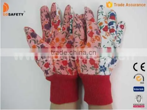 Flower Cotton Polyester Design Mixed Color Dots Garden Gloves