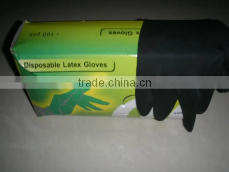 Black Latex Textured Tattoo Gloves--Powder Free