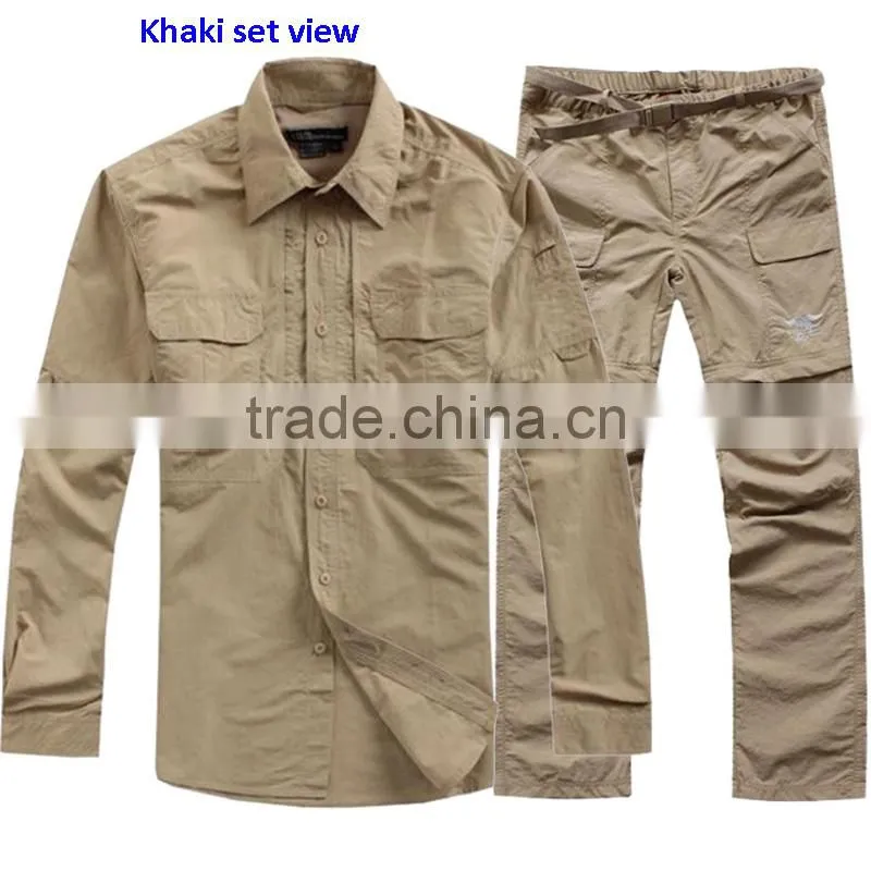 Slim Soft Comfortable Outdoor Quick Dry 100% Nylon Mens Long Sleeves Casual Pants Shirts
