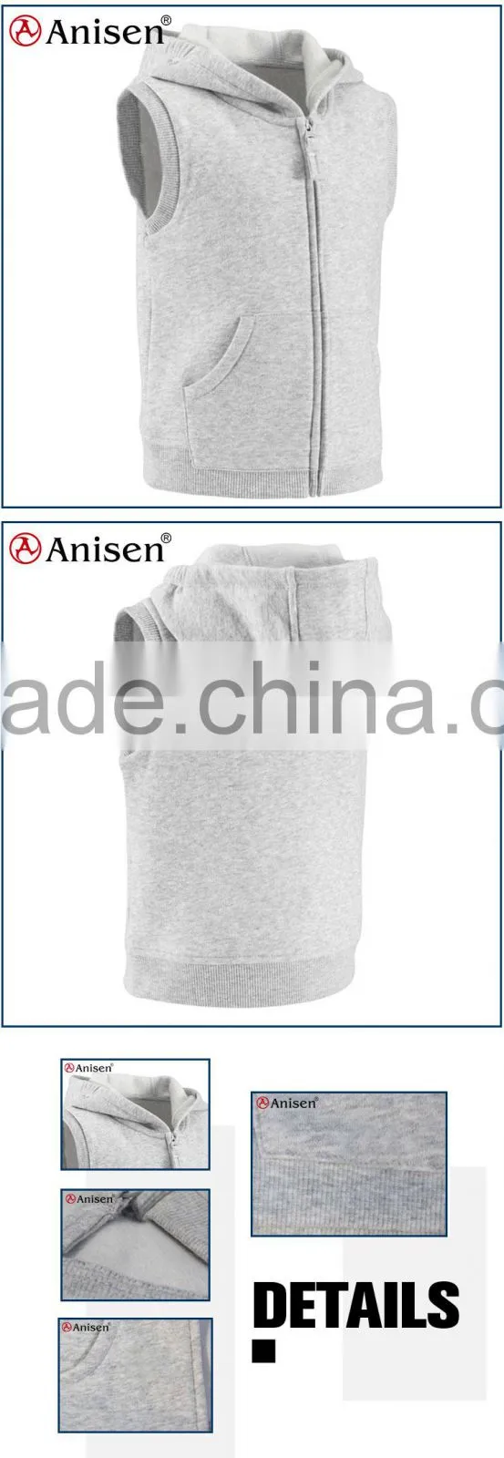 manufacturer clothing cvc 65%cotton 35%polyester hood kids vest