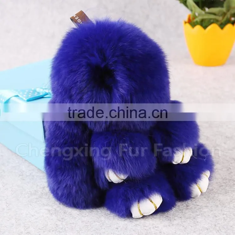 CX-R-10A Fancy Genuine Rex Rabbit Fur Bunny Fur Keychain Bag Charm