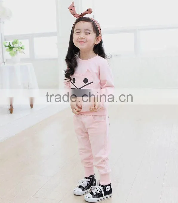 Hot little girl nice cute cotton outfits+pants clothing sets for kids