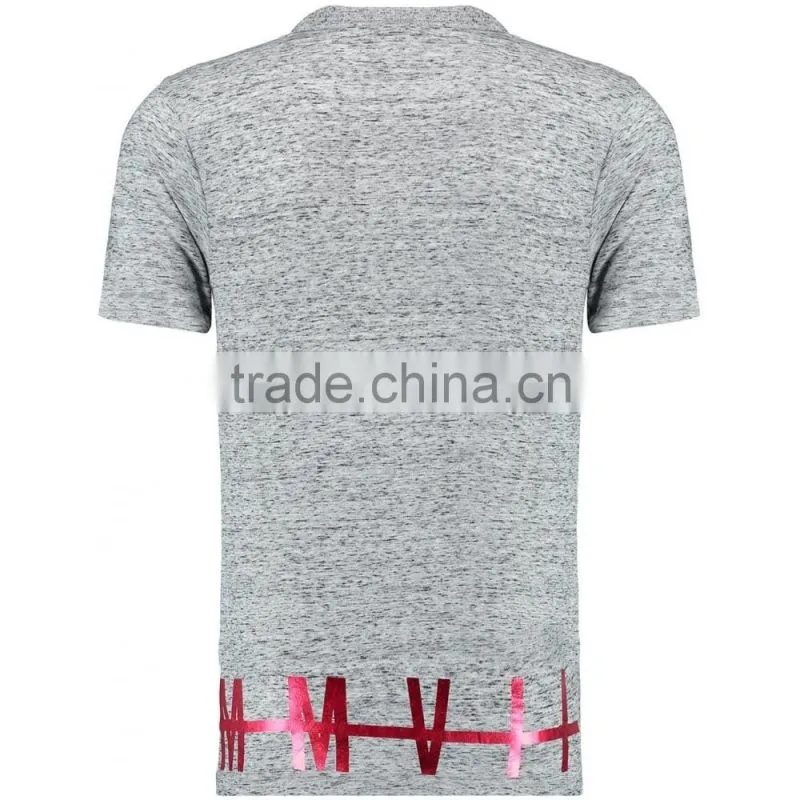 MGOO High Quality 100% Cotton Fabric Grey Stepped Hem Polo Shirts Zip Up Mens Shirts