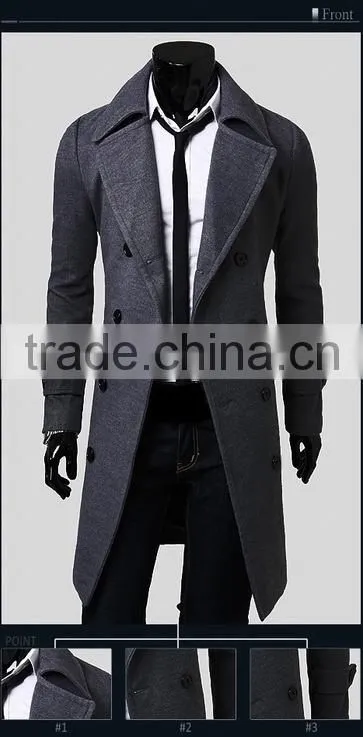 2016 Factory of Men's Long Style Woolen Coat Man Wool Blend Coat Men Wool Overcoat