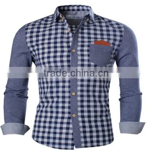 2016 new wholesale checked shirt custom mens casual dress shirts