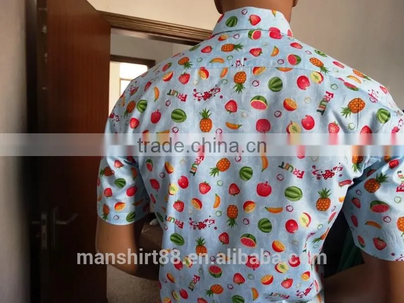 fruit printed short sleeve casual shirt for men