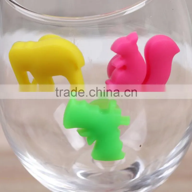 Wine Accessories Silicone Wine Glass Charms Animal Multicolor Silicone Wine Glass Makers