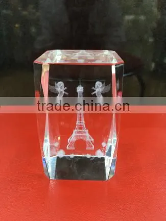 2D/3D Laser Crystal Blank Block Engraving With Cake Led Light Base For Gift