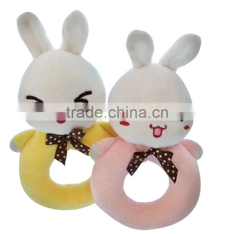 High quality soft plush animal shaped baby rattles