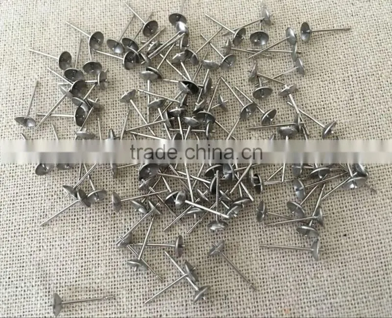 Stainless steel Handmade Stud Earrings Accessory Earrings Jewelry Making Findings Cross Bowl-Shaped Post for Ball Stud Earring