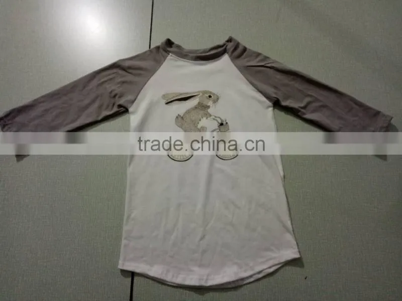 Factory in China kids tops spring long sleeve icing shirt children easter bunny shirt baby girls icing ruffle shirts