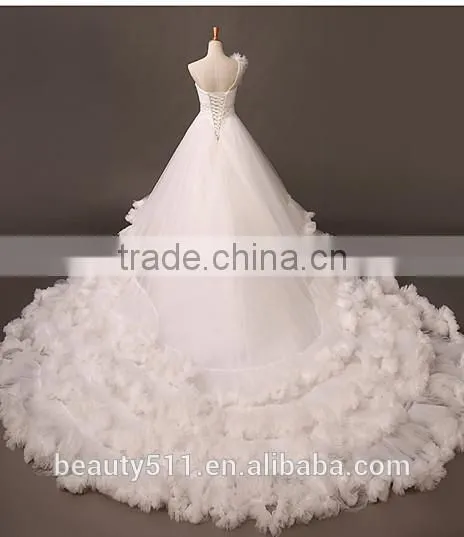 estido De Novia 2018 Luxury Blue Wedding Dress with Flowers Through Back Bridal Gowns Robe Mariage Cap Sleeve Wedding Dress F143