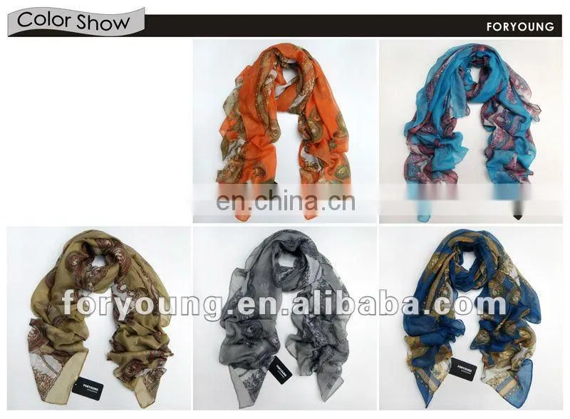 fashion long voile printed scarf